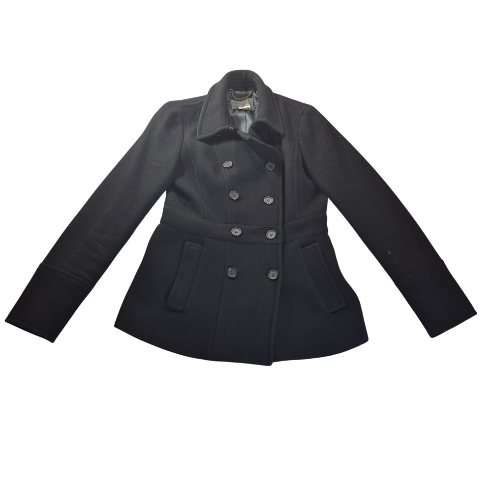 J.Crew Peacoat Stadium Cloth 30195 Womens 4T Tall Black Wool Quiet Luxury Preppy